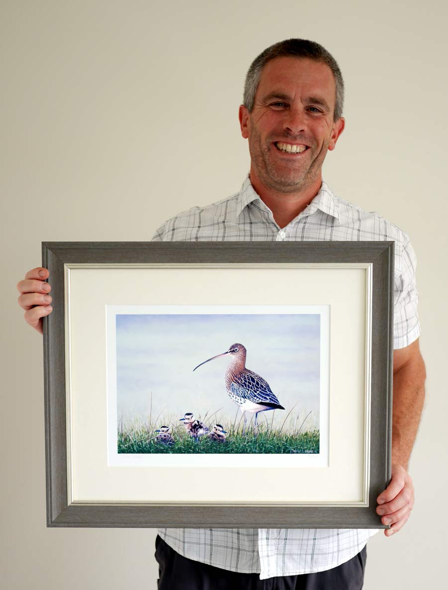 Curlew with Chicks Bird Art Print